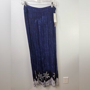 NWT-Raya Sun Crepe Batik Wide Leg Pants 1X Blue